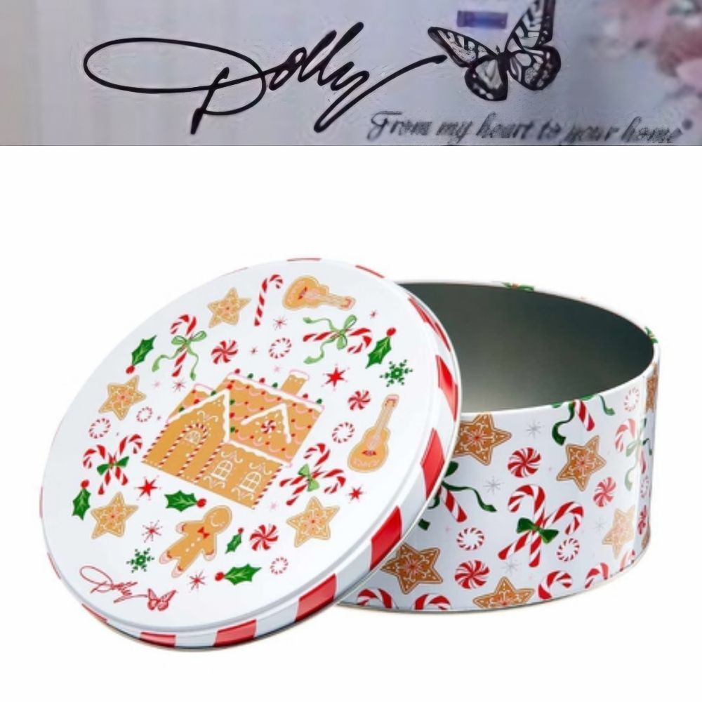 Dolly Parton Gingerbread Man, Guitars, & Candy Canes Decorative Holiday Tin